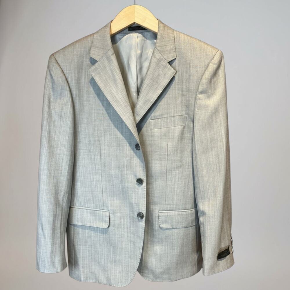 New Giorgio Armani 40R Silver Dove Gray Micro Herringbone Designer Blazer Italy - Picture 11 of 16